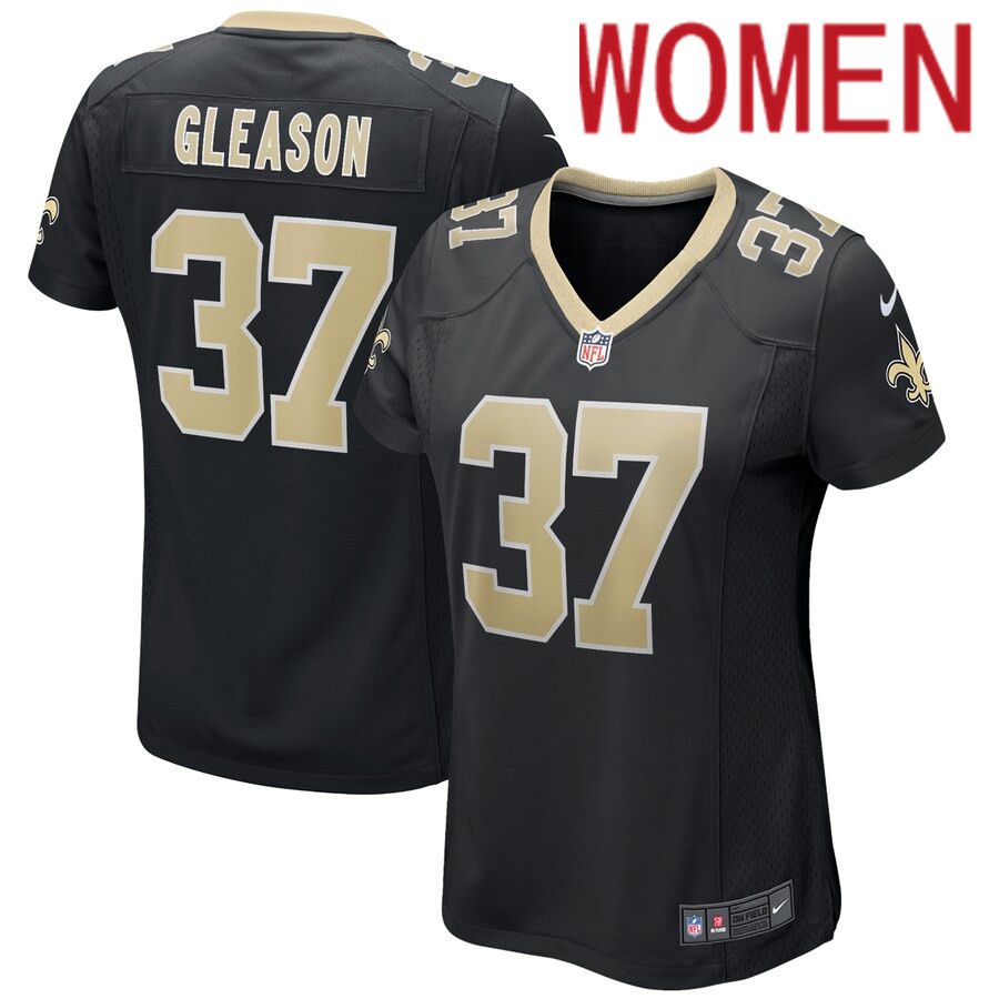 Women New Orleans Saints #37 Steve Gleason Nike Black Game Retired Player NFL Jersey->women nfl jersey->Women Jersey
